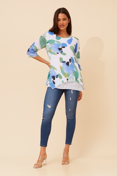BENI DOUBLE LAYER PRINTED TOP