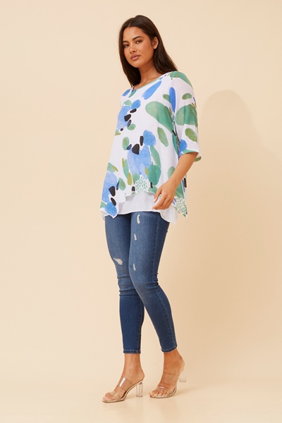 BENI DOUBLE LAYER PRINTED TOP