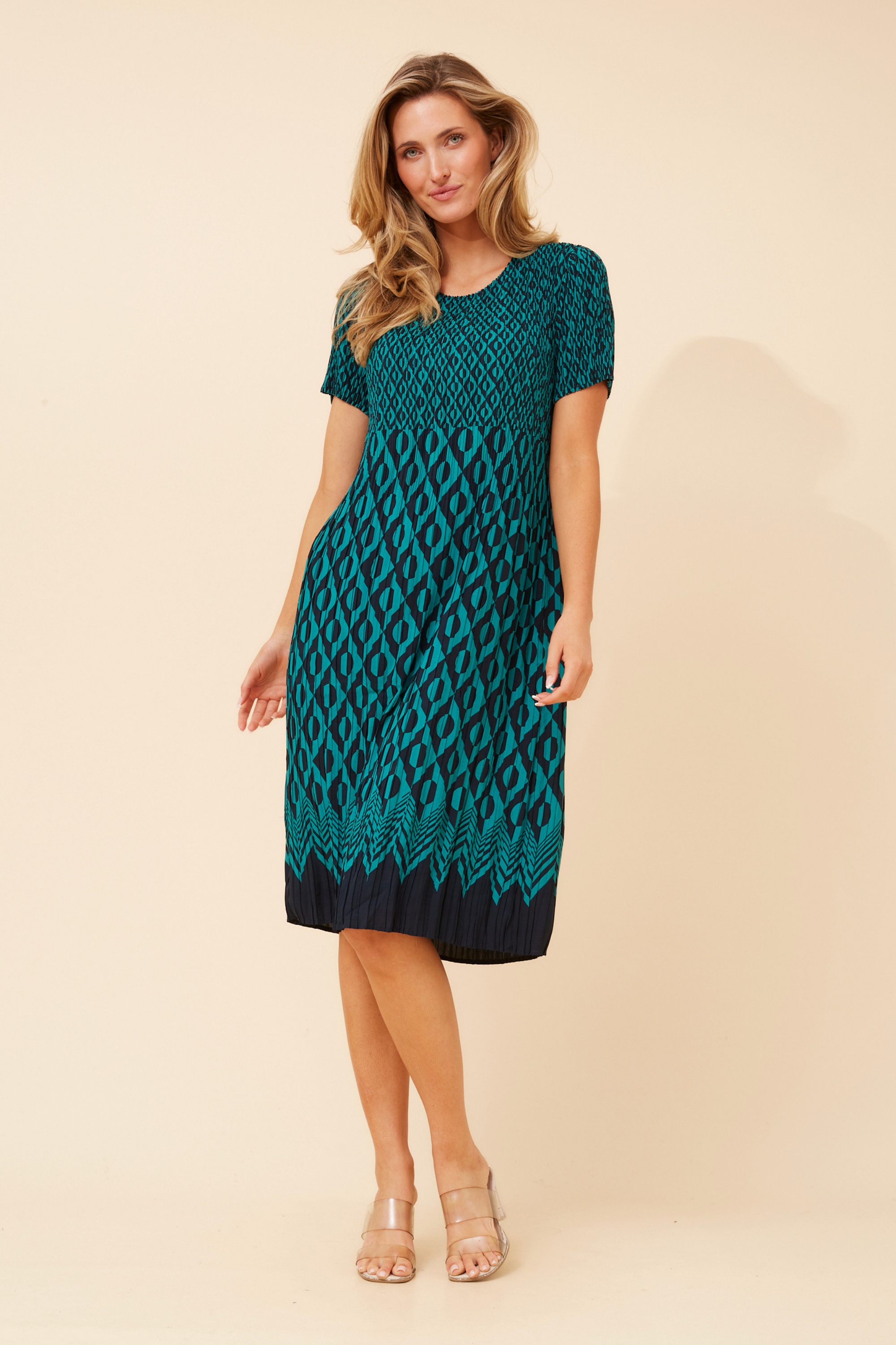 BERNIE ABSTRACT PRINT MIDI DRESS