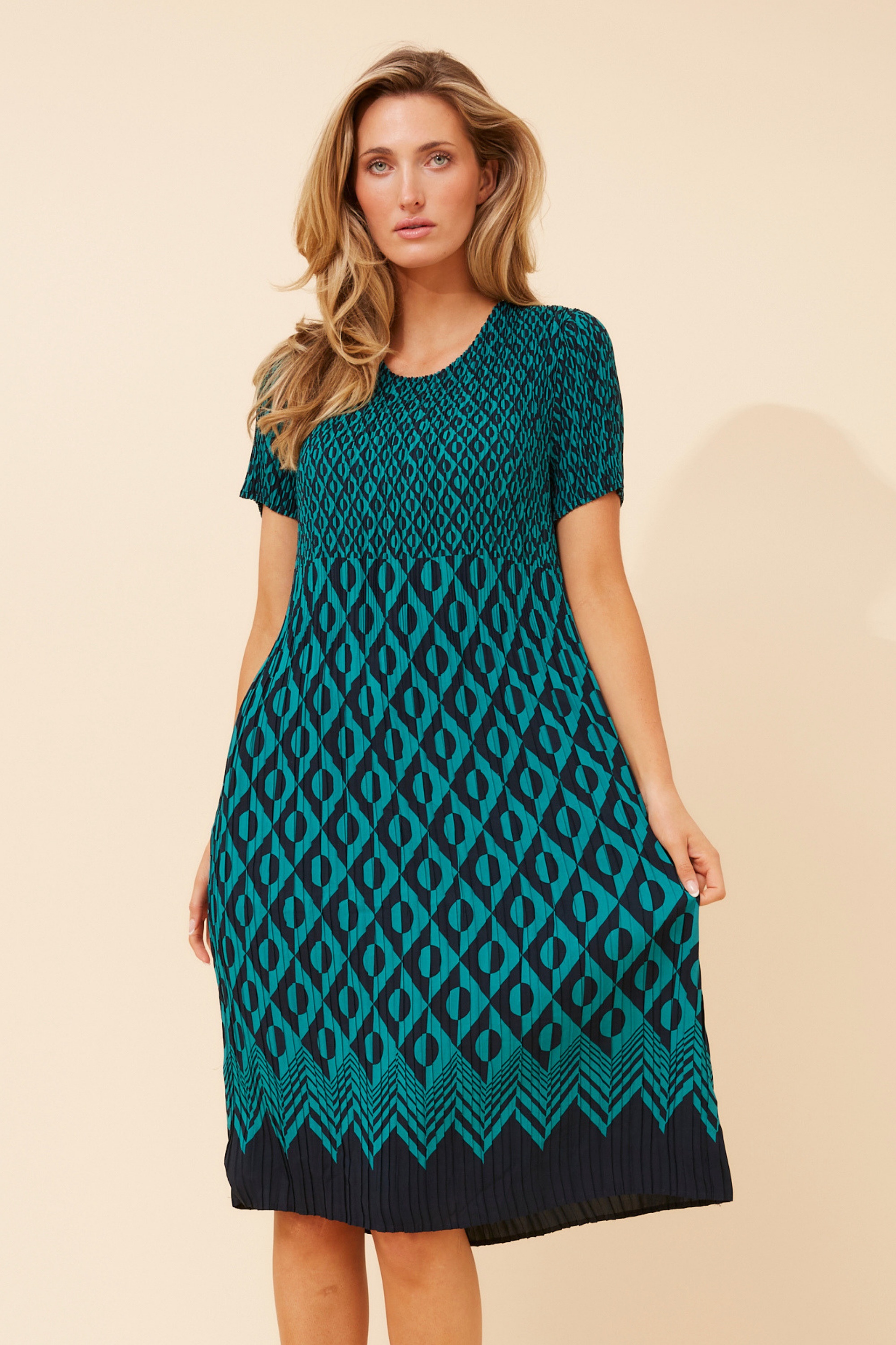 BERNIE ABSTRACT PRINT MIDI DRESS