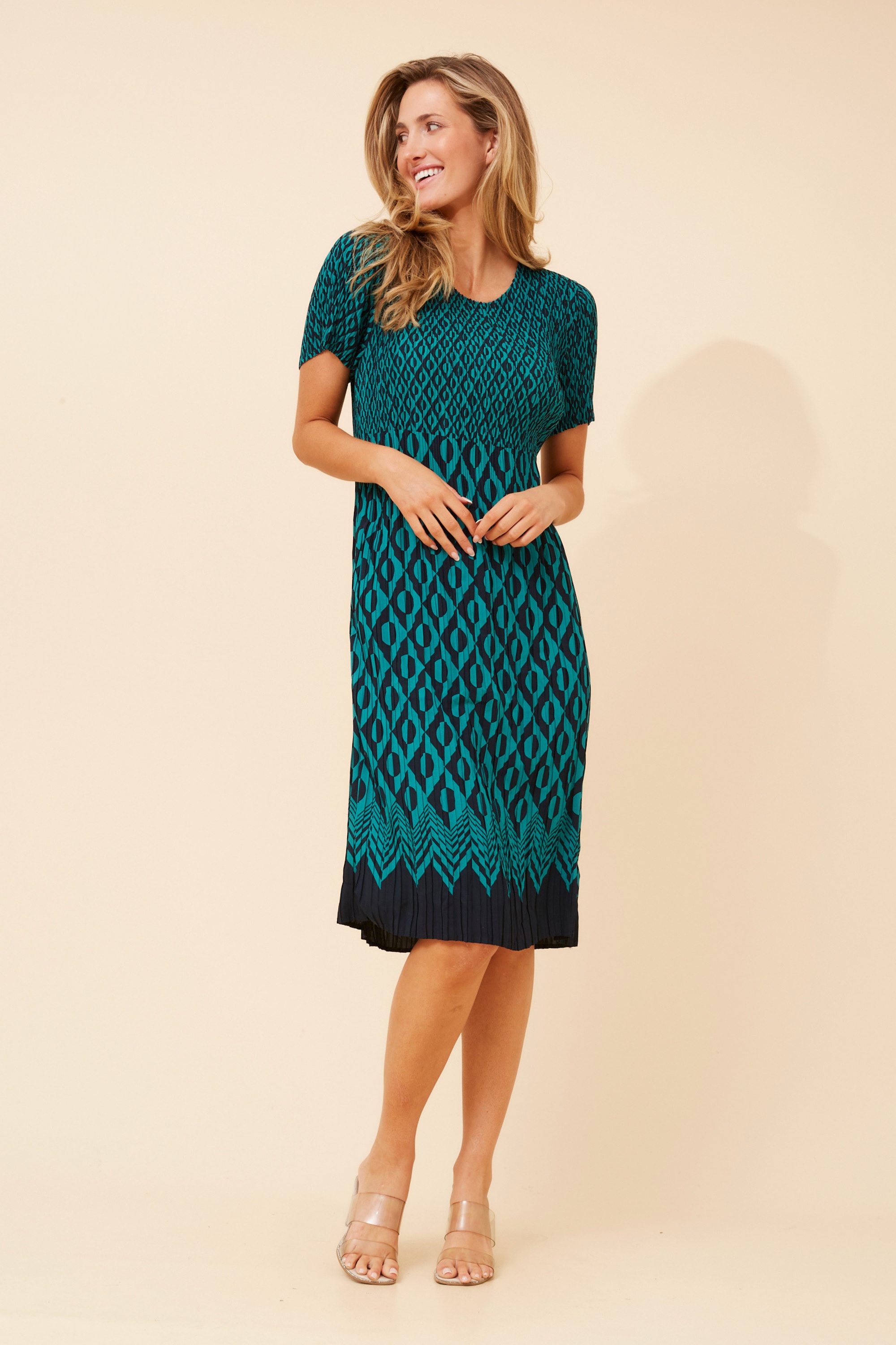 BERNIE ABSTRACT PRINT MIDI DRESS