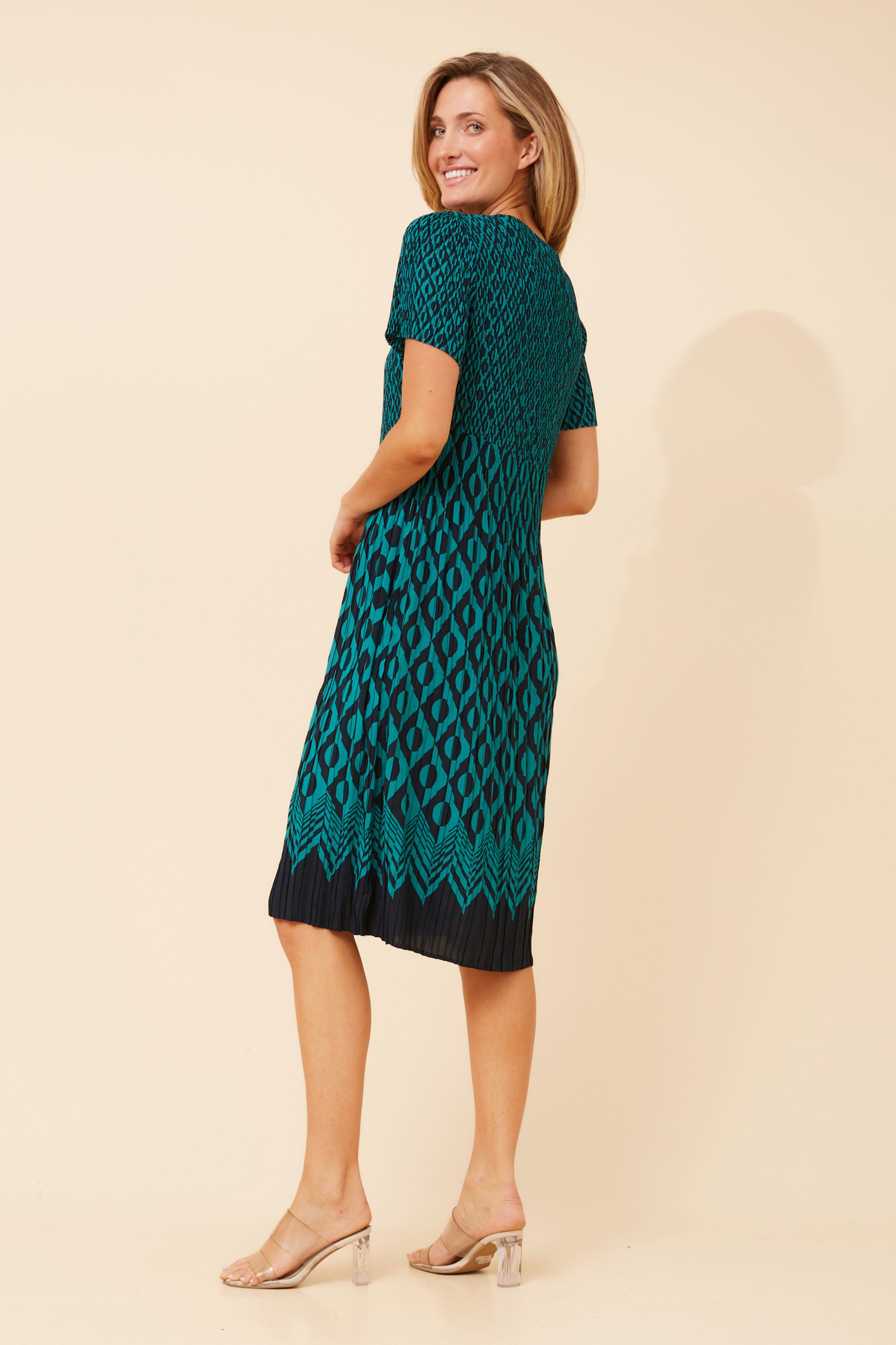 BERNIE ABSTRACT PRINT MIDI DRESS