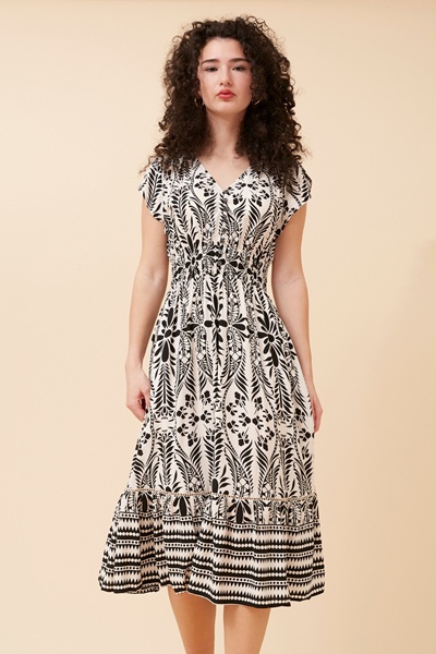 BERTA BORDER PRINT DRESS