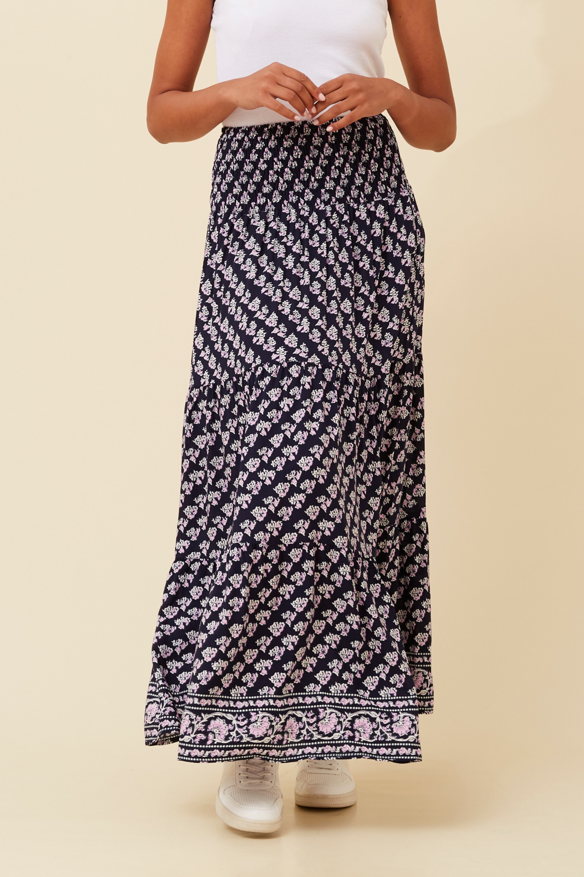 BETTINA BORDER PRINT MAXI SKIRT