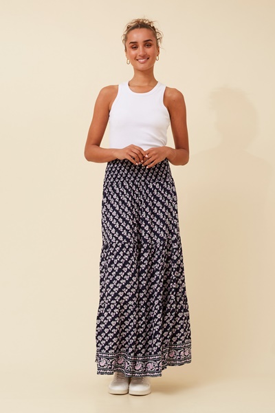 BETTINA BORDER PRINT MAXI SKIRT