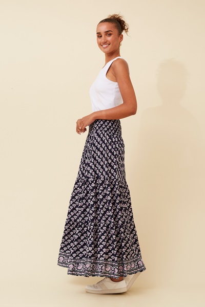 BETTINA BORDER PRINT MAXI SKIRT