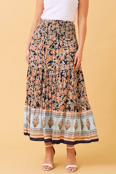 BETTINA FLORAL BOHO MAXI SKIRT