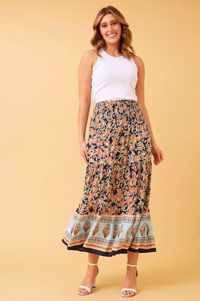 BETTINA FLORAL BOHO MAXI SKIRT