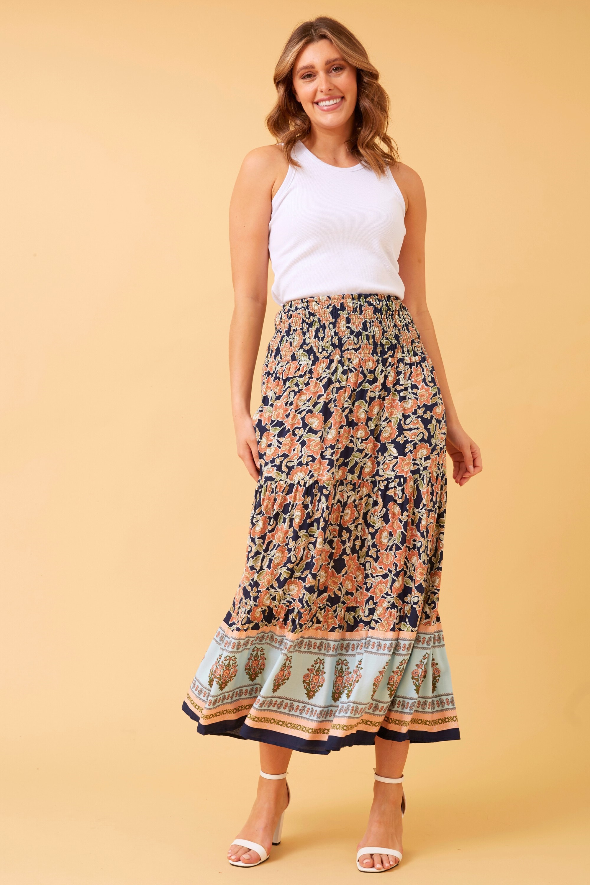 BETTINA FLORAL BOHO MAXI SKIRT