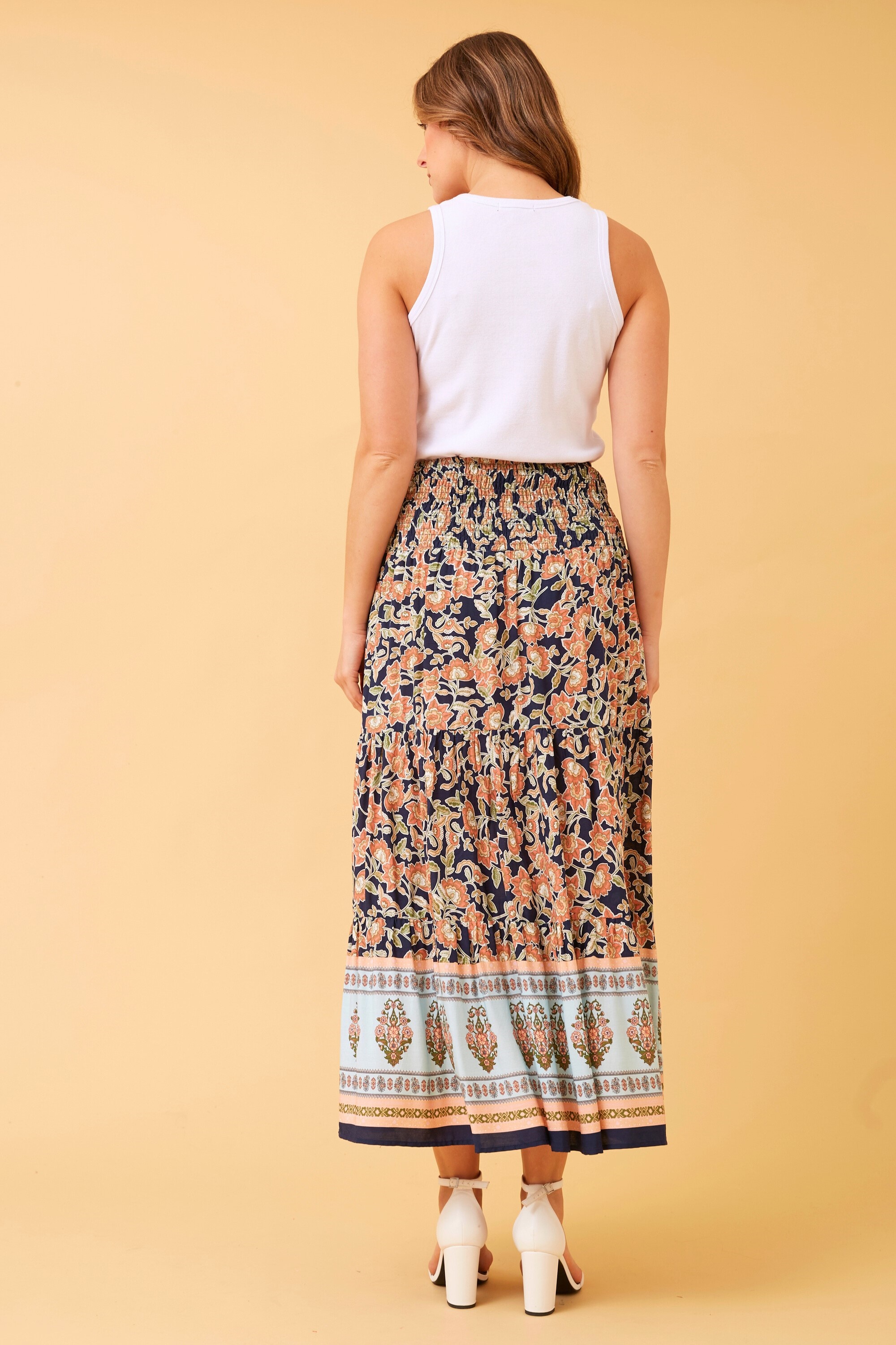 Boho floral maxi skirt best sale