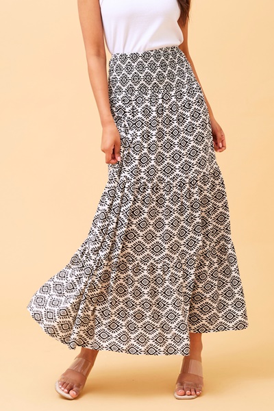 BETTINA GEOMETRIC PRINT MAXI SKIRT