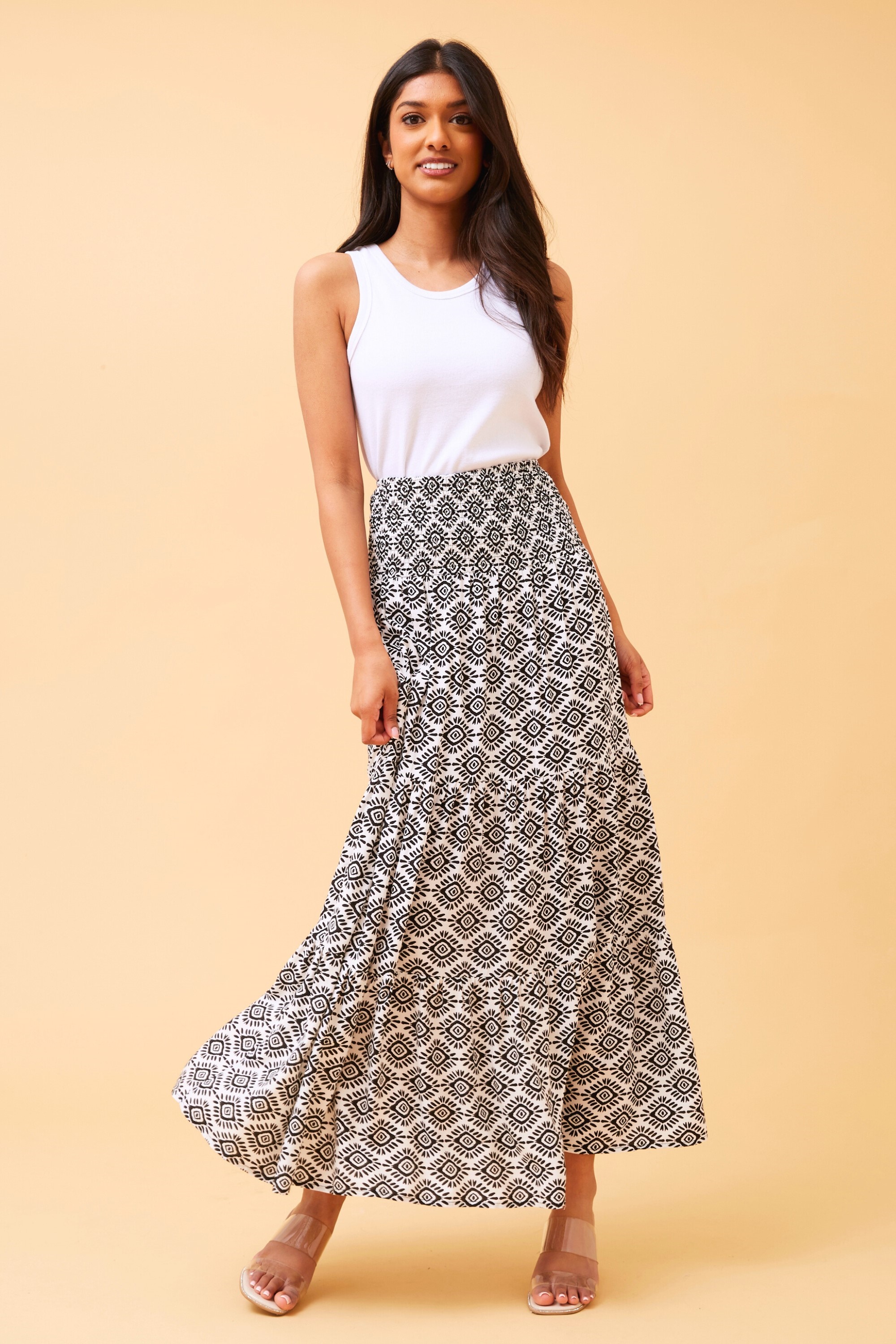 BETTINA GEOMETRIC PRINT MAXI SKIRT