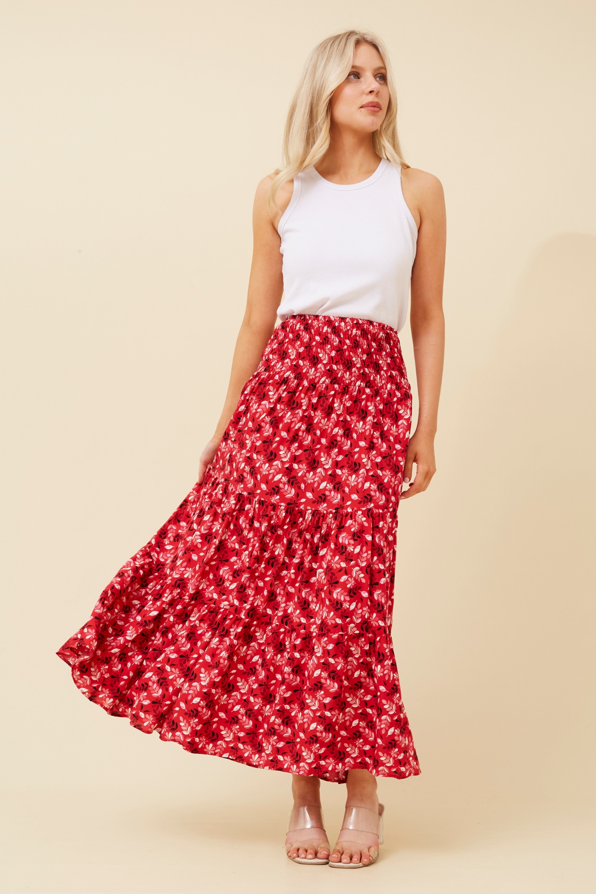 BETTINA SHIRRED WAIST MAXI SKIRT