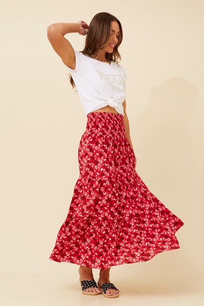 BETTINA SHIRRED WAIST MAXI SKIRT