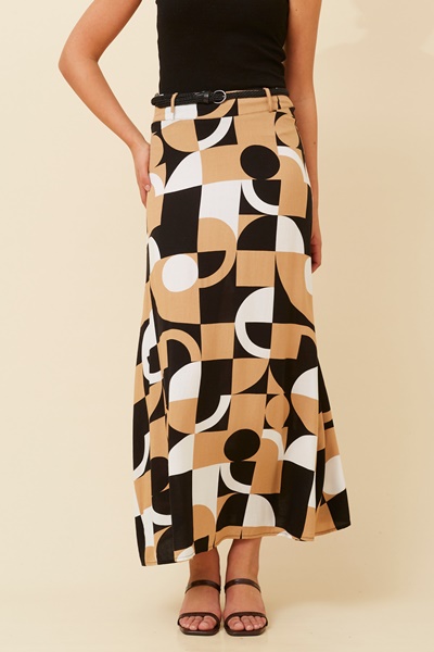 BETTY GEOMETRIC PRINT MAXI SKIRT