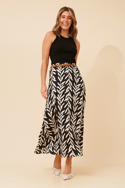 BETTY LEAF PRINT MAXI SKIRT