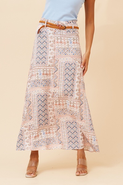 BETTY PATCHWORK PRINT MAXI SKIRT
