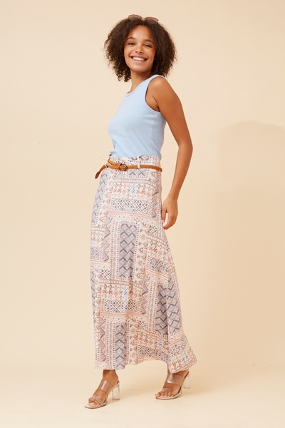 BETTY PATCHWORK PRINT MAXI SKIRT
