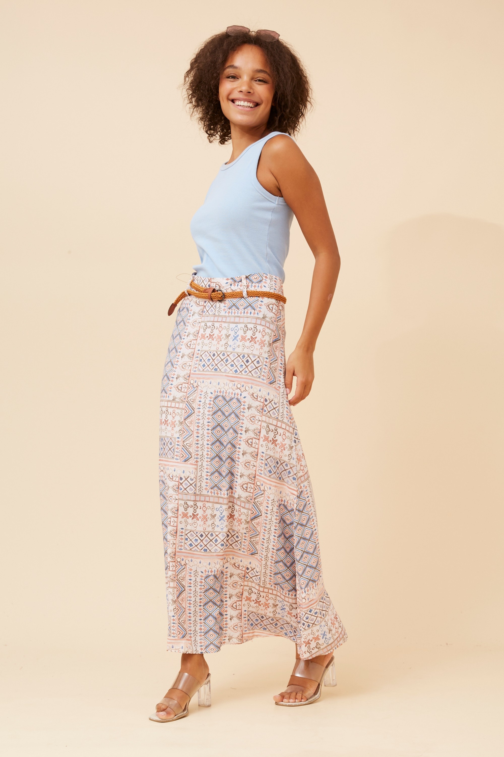 BETTY PATCHWORK PRINT MAXI SKIRT