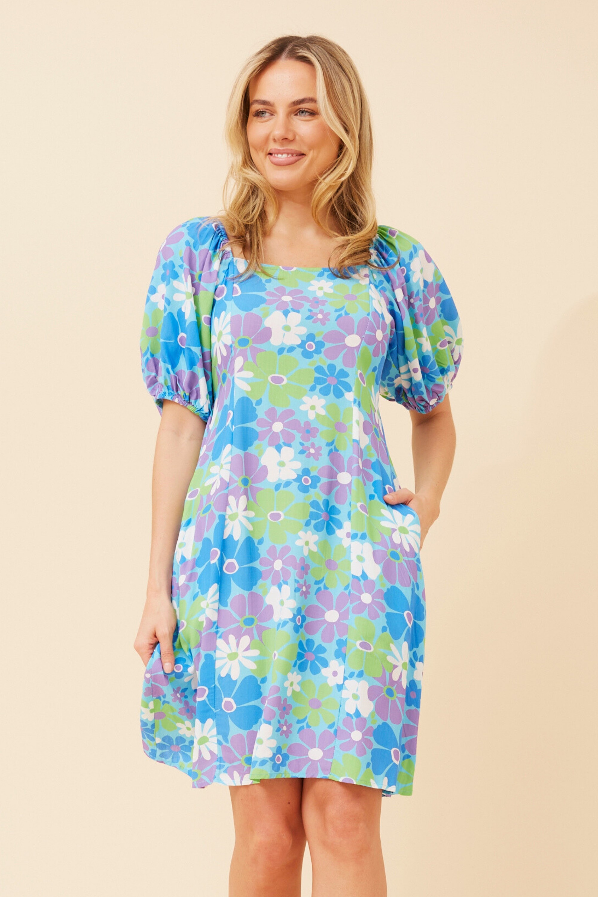 BIBI FLORAL LINEN BLEND DRESS