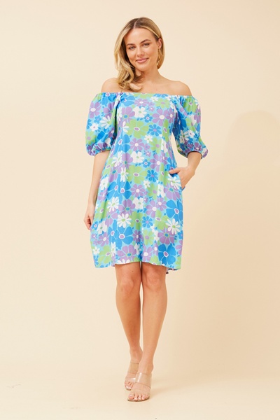 BIBI FLORAL LINEN BLEND DRESS