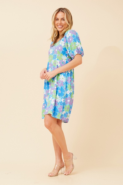 BIBI FLORAL LINEN BLEND DRESS
