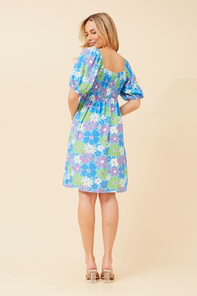 BIBI FLORAL LINEN BLEND DRESS