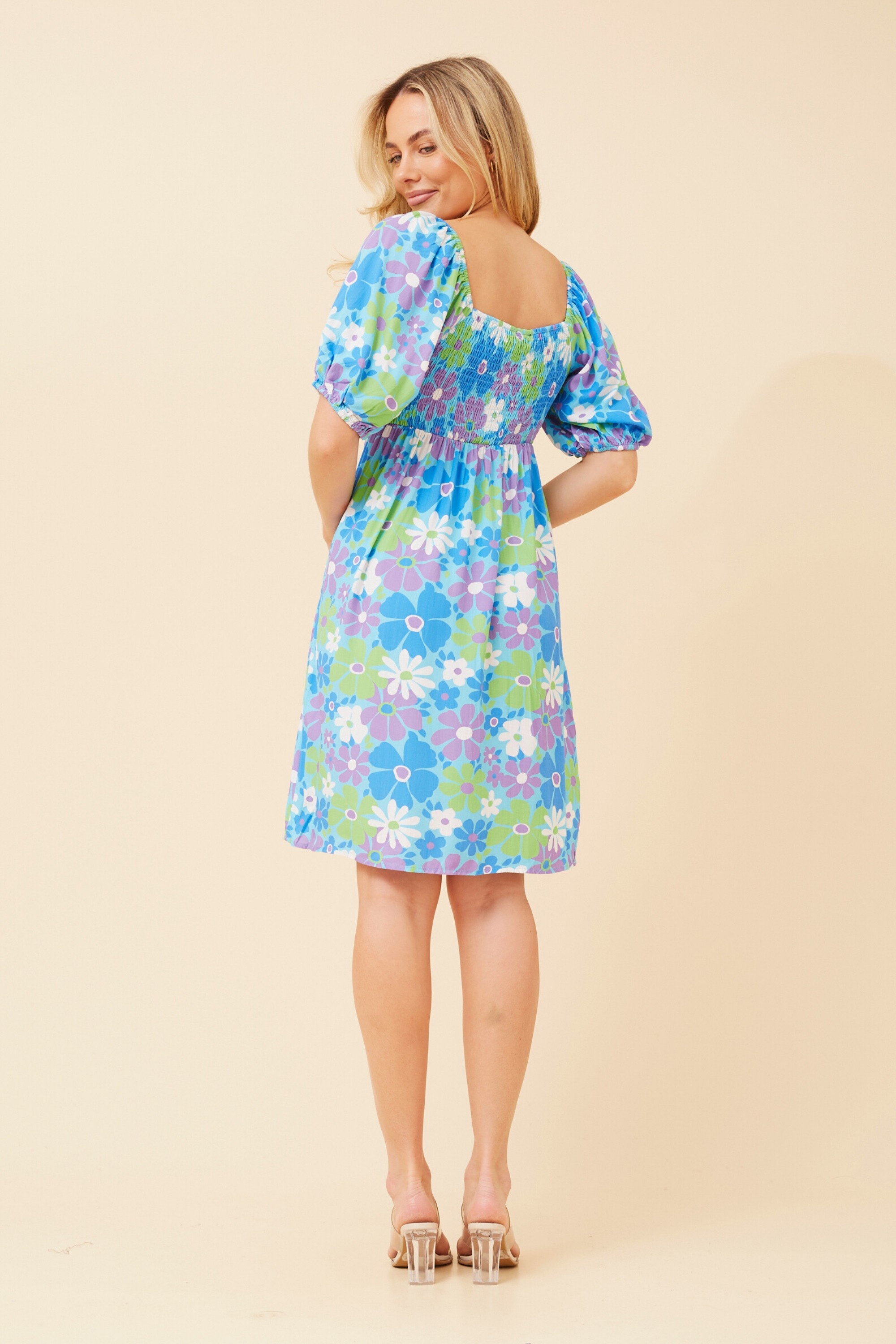 BIBI FLORAL LINEN BLEND DRESS