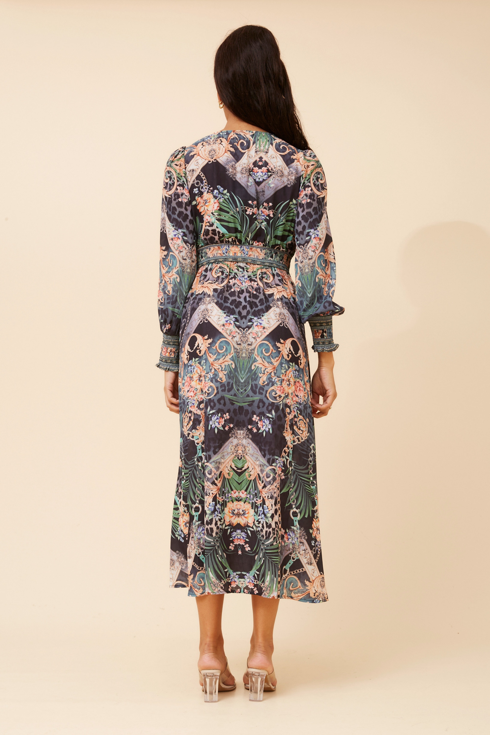 BINA ARABESQUE PRINT MIDI DRESS