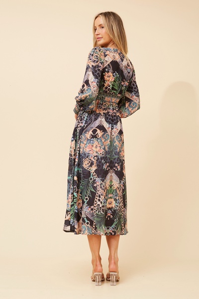 BINA ARABESQUE PRINT MIDI DRESS