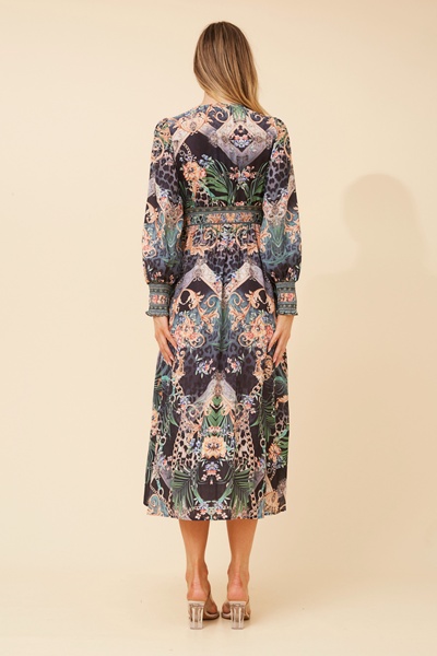 BINA ARABESQUE PRINT MIDI DRESS