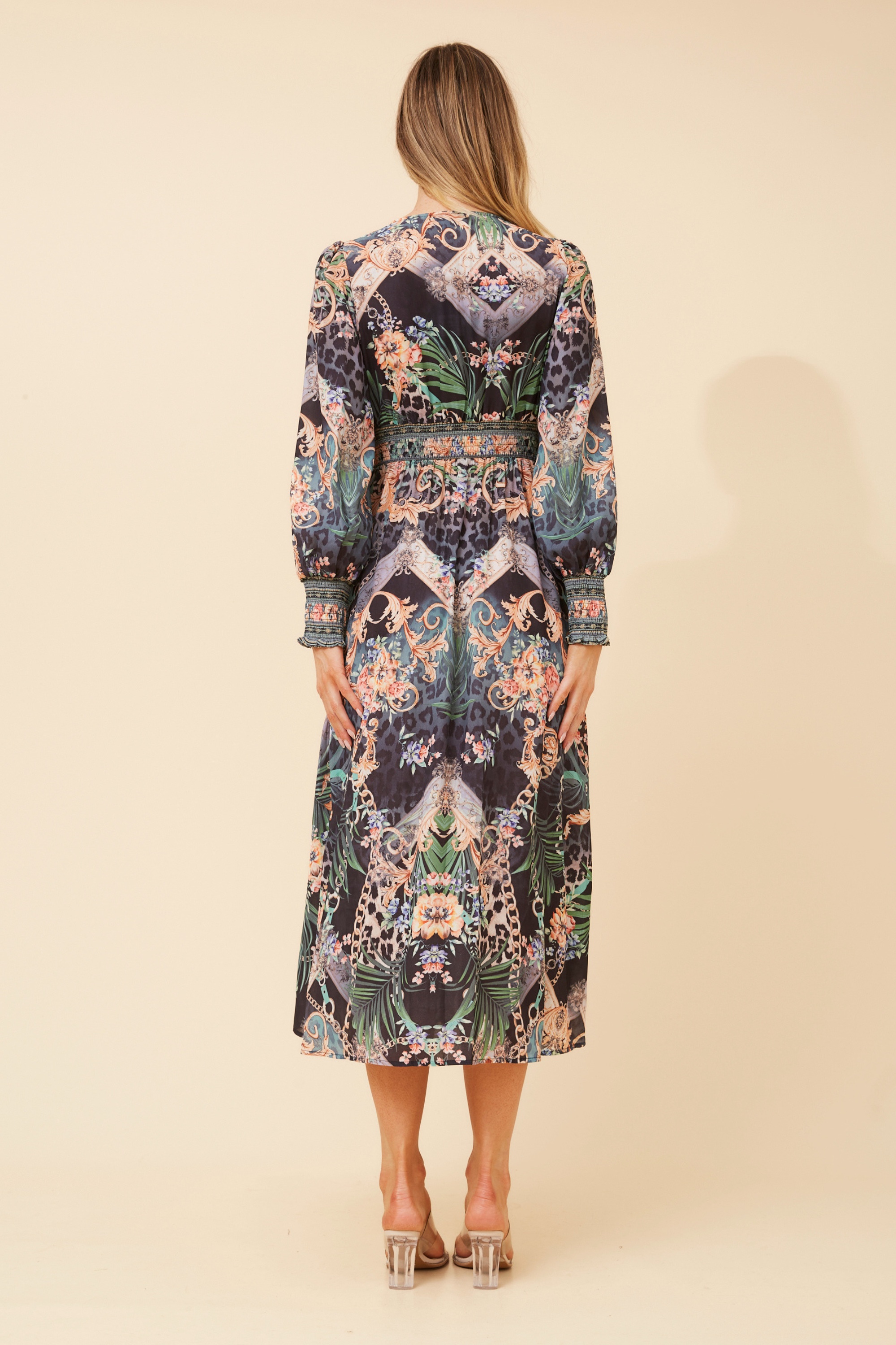 BINA ARABESQUE PRINT MIDI DRESS