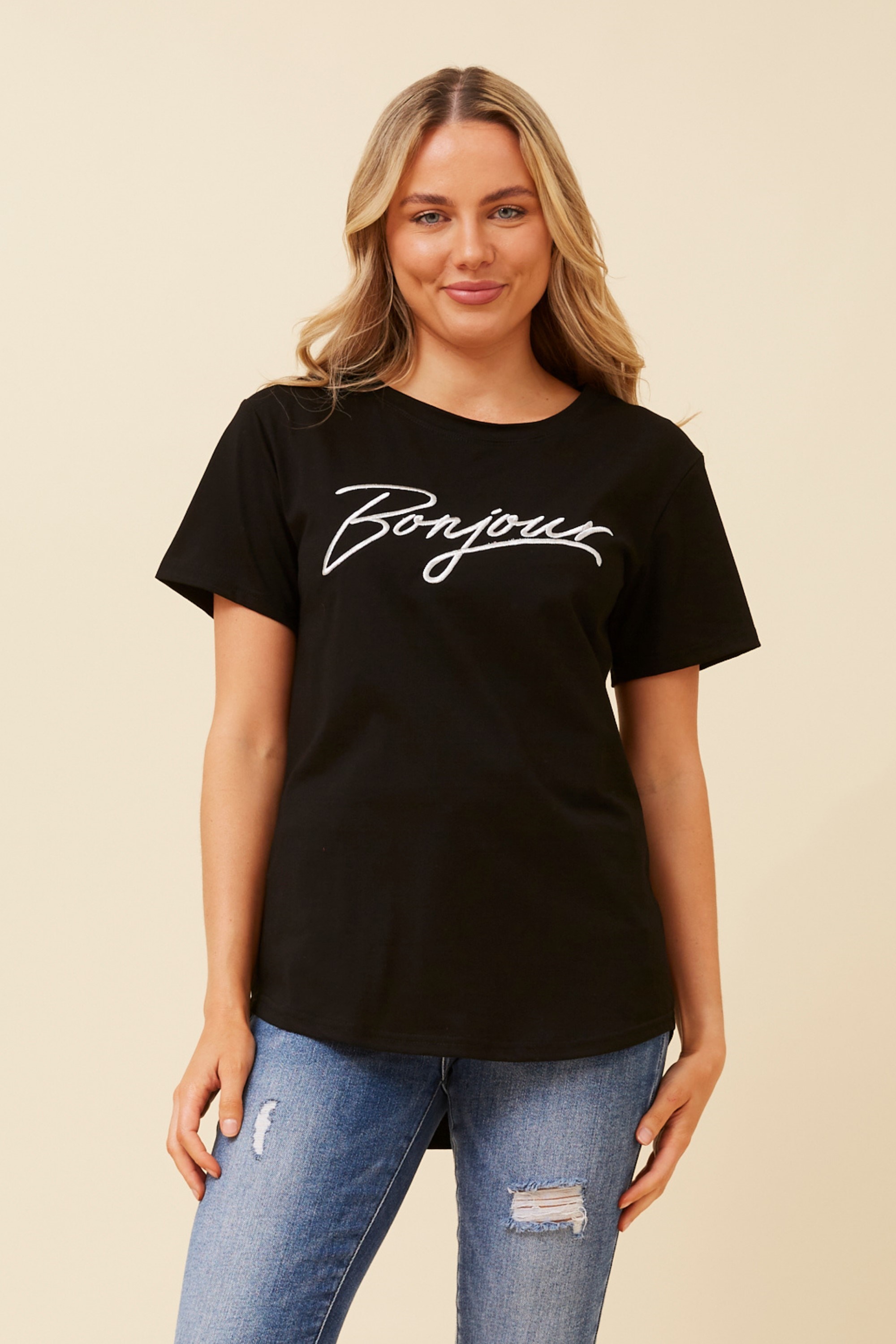 BINDI BONJOUR EMBROIDERED TEE