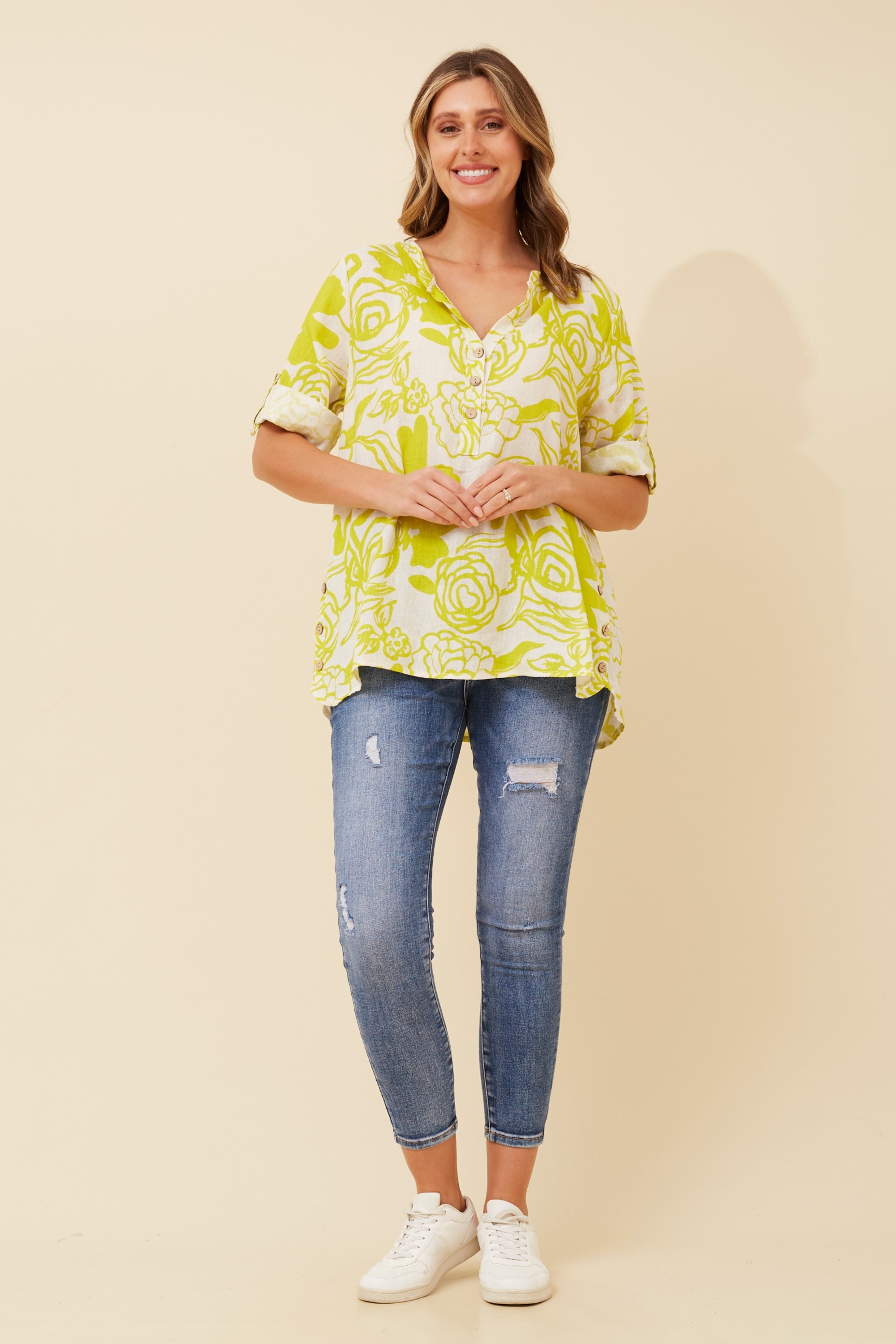 BLAKELY FLORAL LINEN TOP