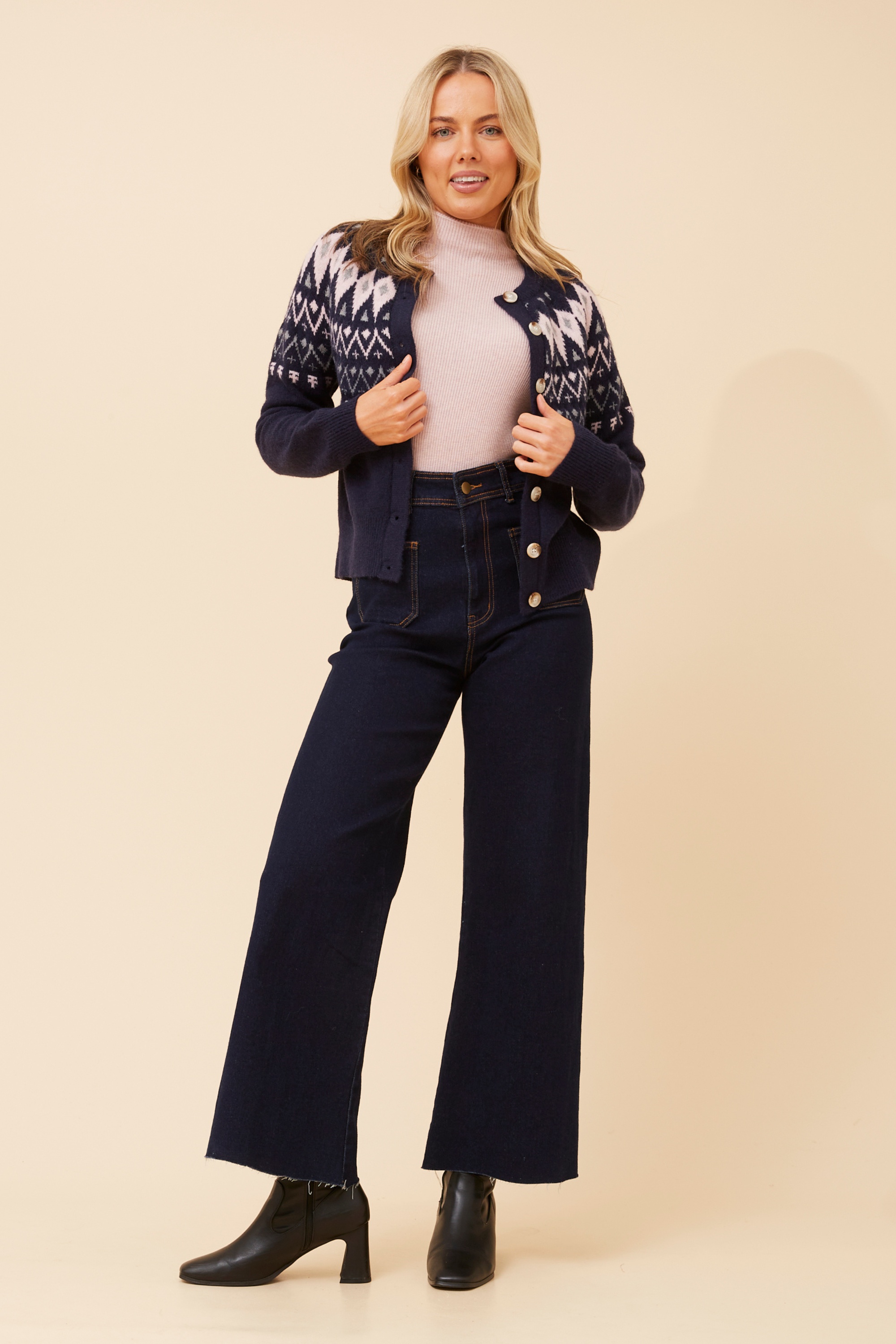BLUETTA JACQUARD KNIT CARDIGAN