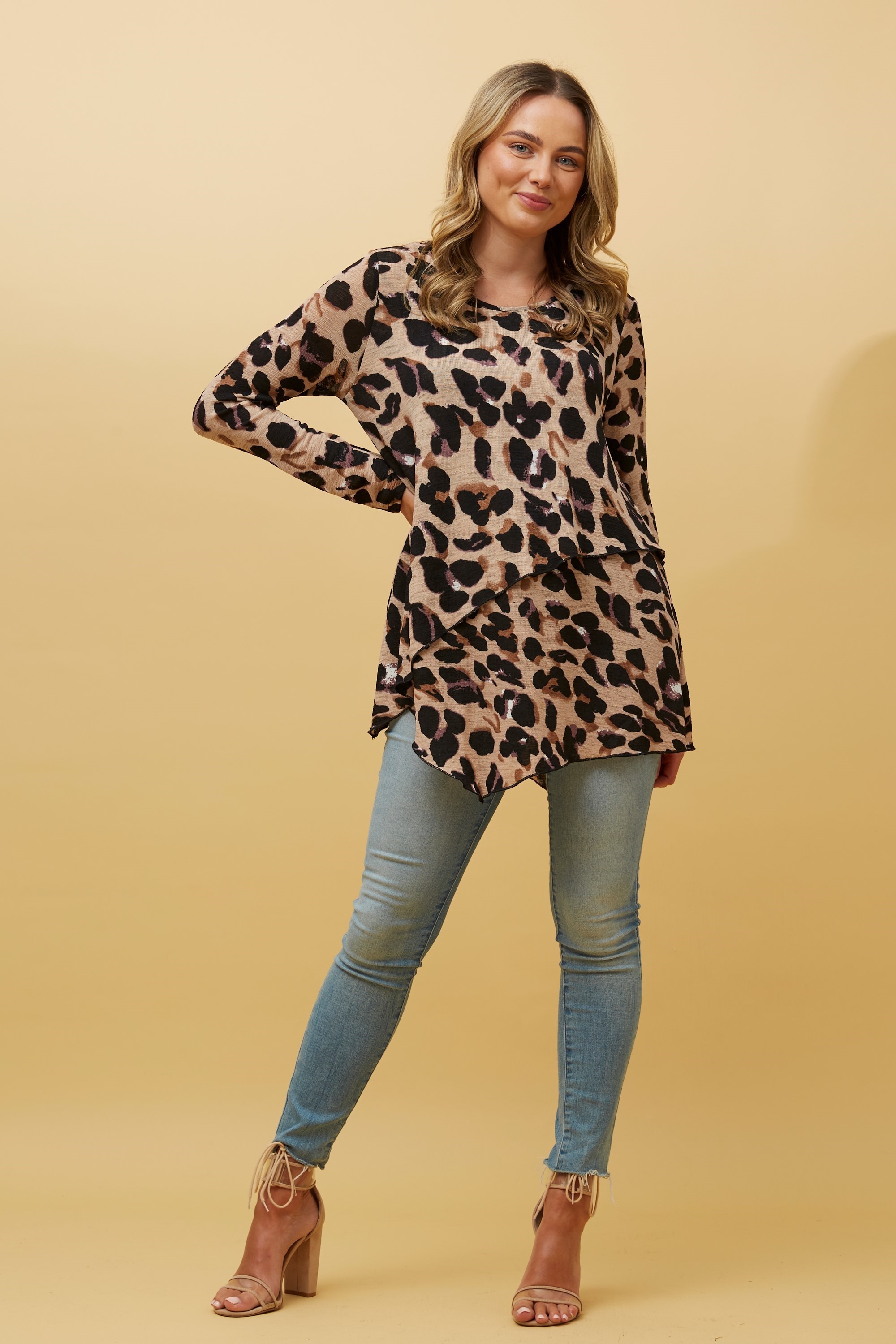 BOBBI ANIMAL PRINT DOUBLE LAYERED TOP