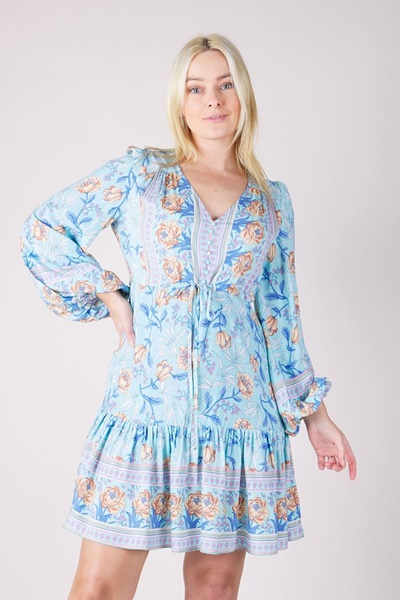 BOHO BORDER PRINT DRESS