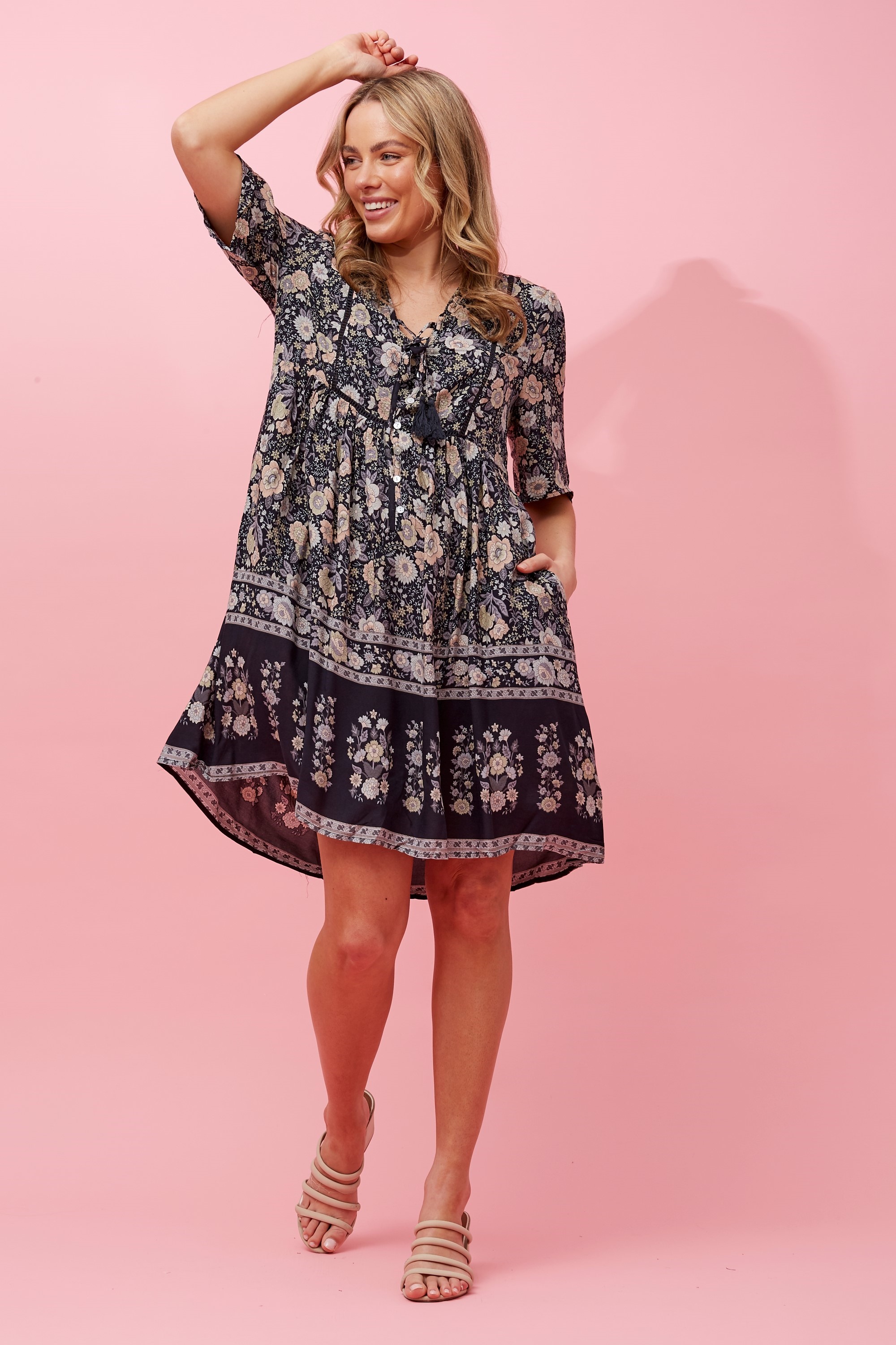 bohemian smocking dress
