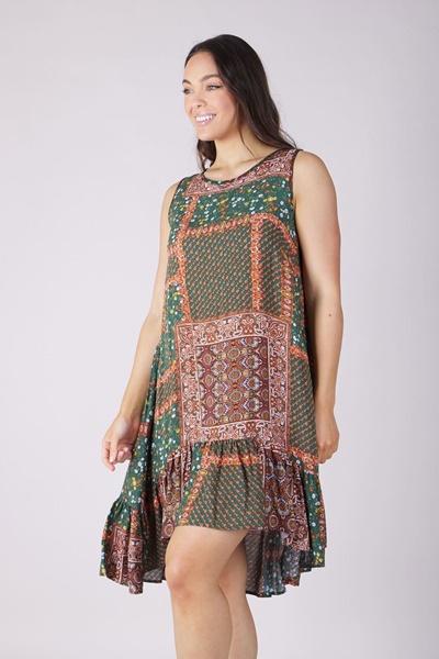 patchwork print dress