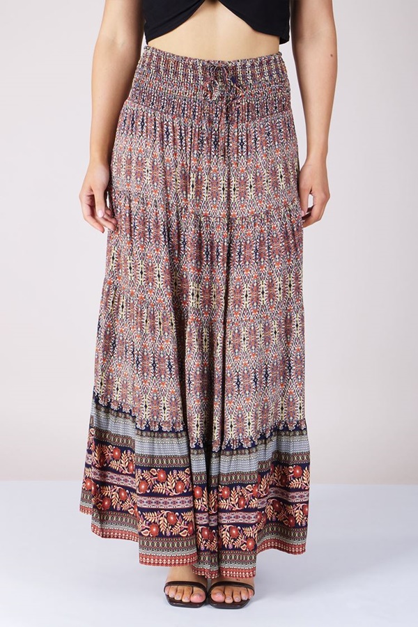 rust boho skirt