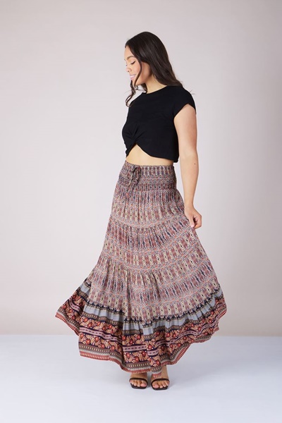 rust boho skirt