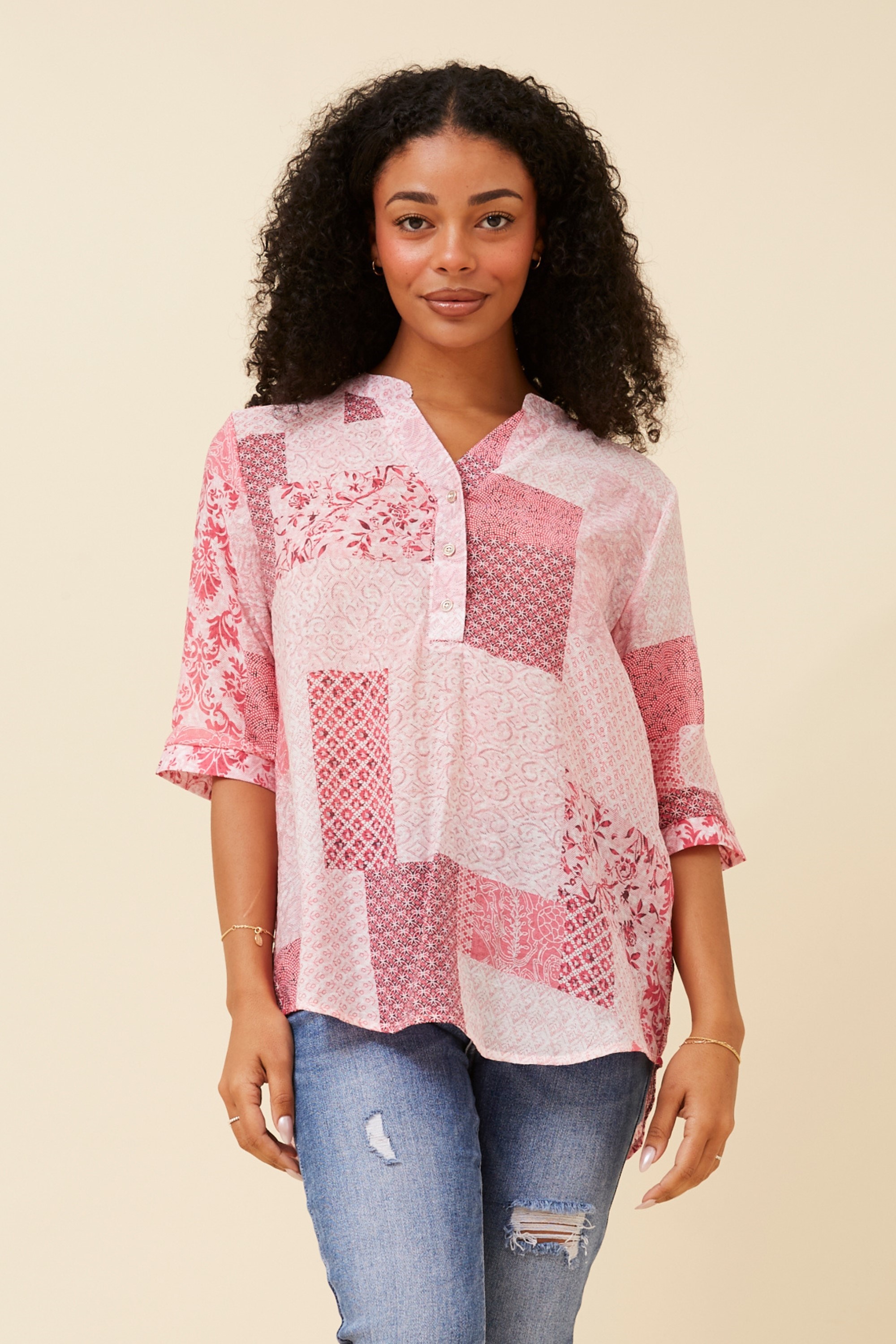 BONDI PATCHWORK PRINT TOP