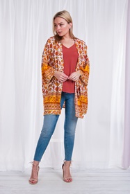 Border print floral Kimono