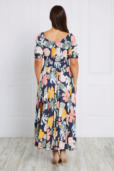 botanical print maxi dress