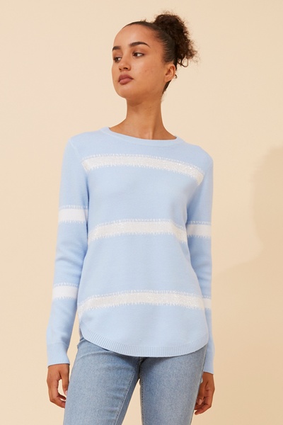 BRAY STRIPED DIAMANTE KNIT PULLOVER