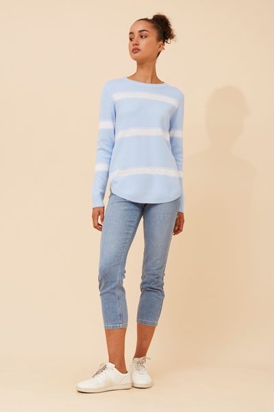 BRAY STRIPED DIAMANTE KNIT PULLOVER