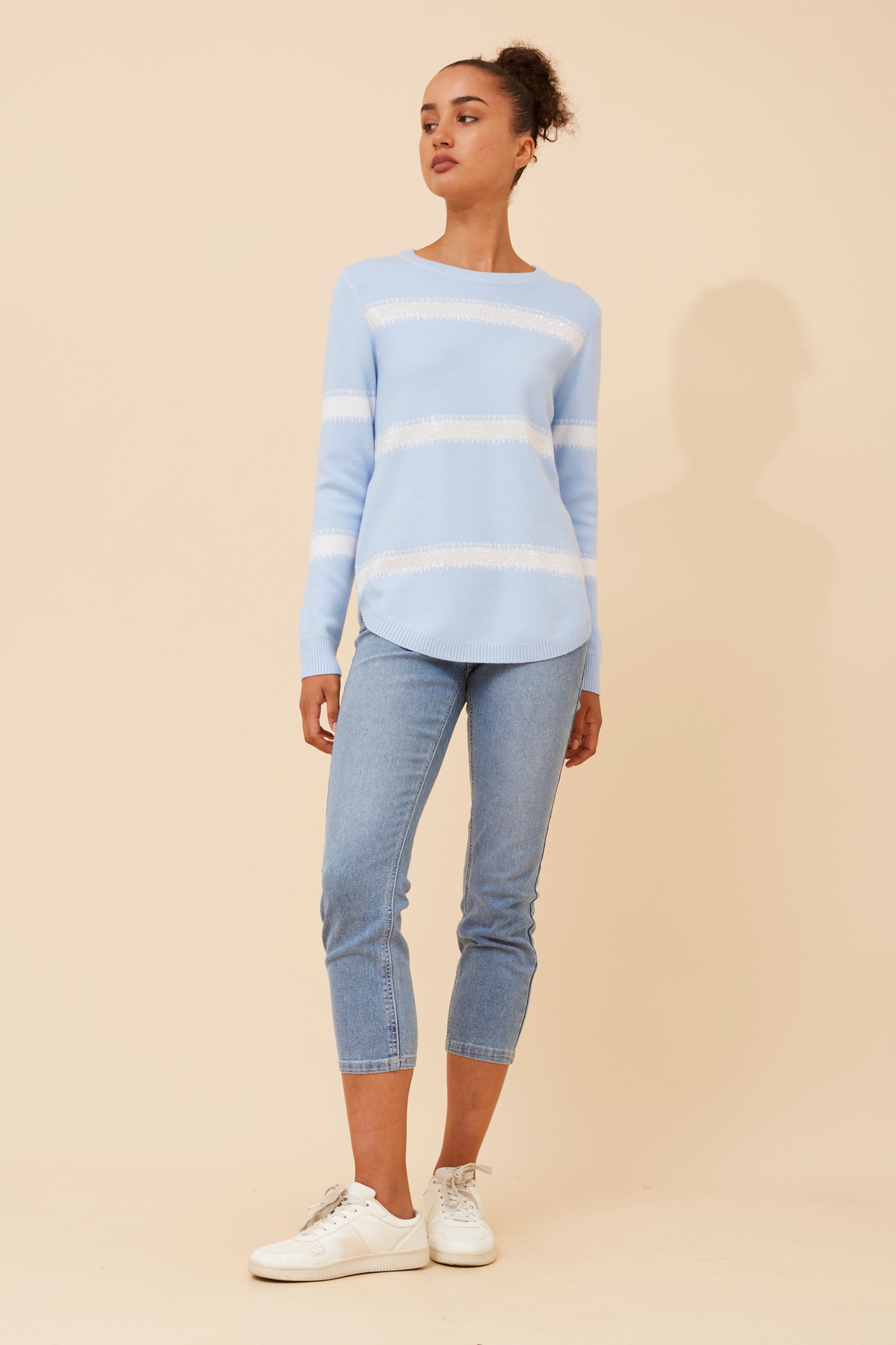 BRAY STRIPED DIAMANTE KNIT PULLOVER