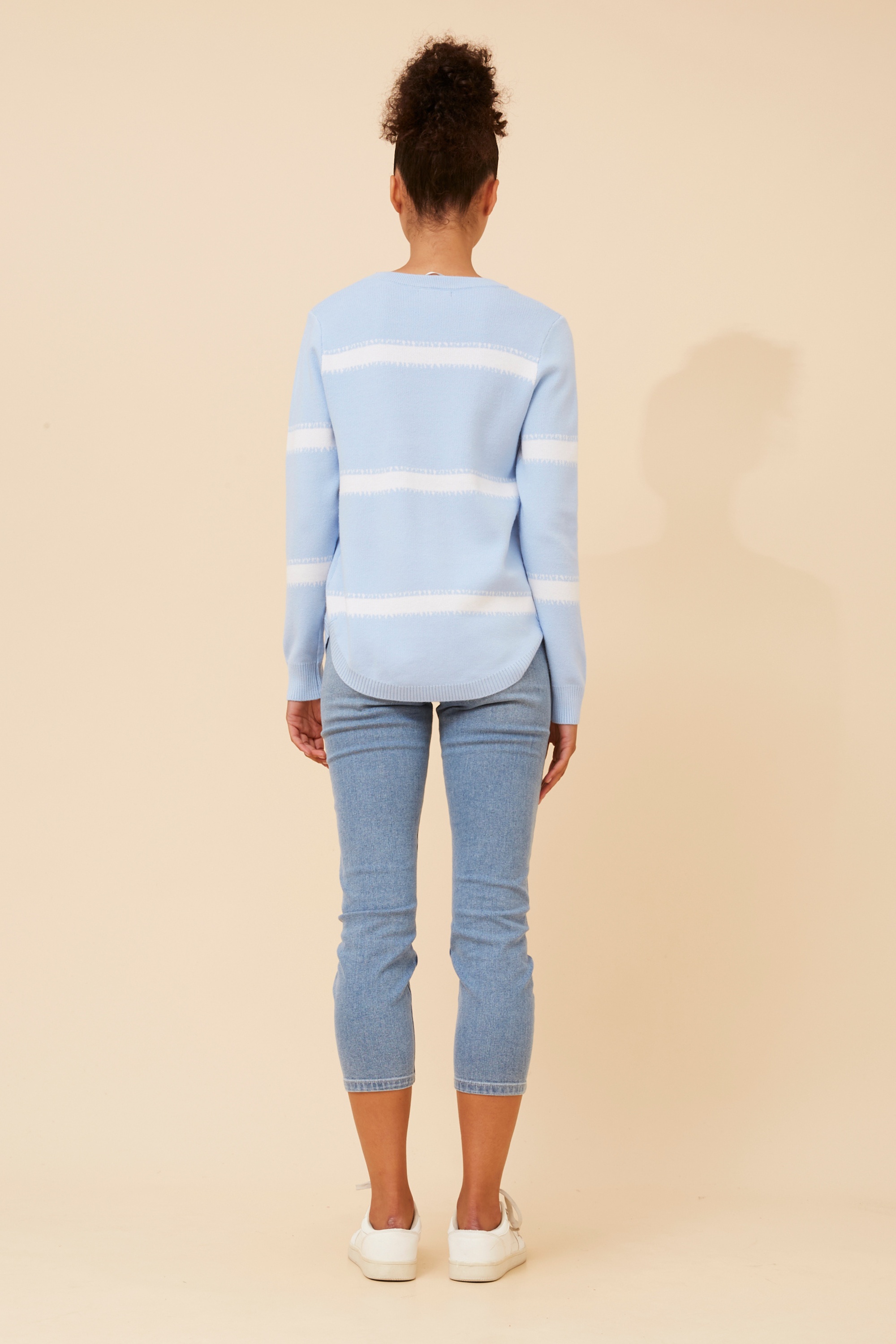 BRAY STRIPED DIAMANTE KNIT PULLOVER