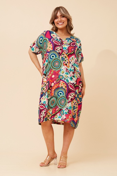 BREANNA ABSTRACT PRINT DRESS