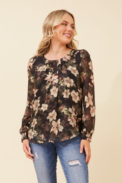 BREE BURNOUT FLORAL BLOUSE